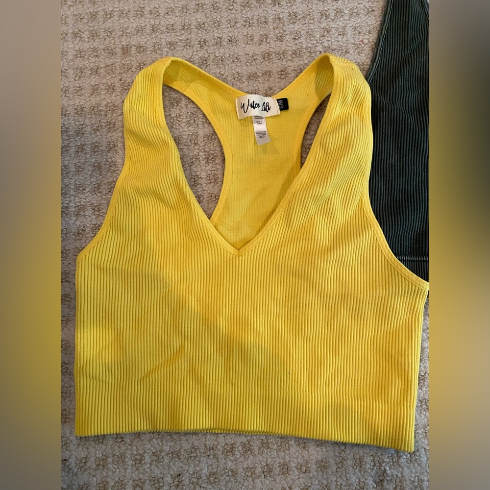 Two Ribbed V Neck Tank Top/Bra - Picture 2 of 4